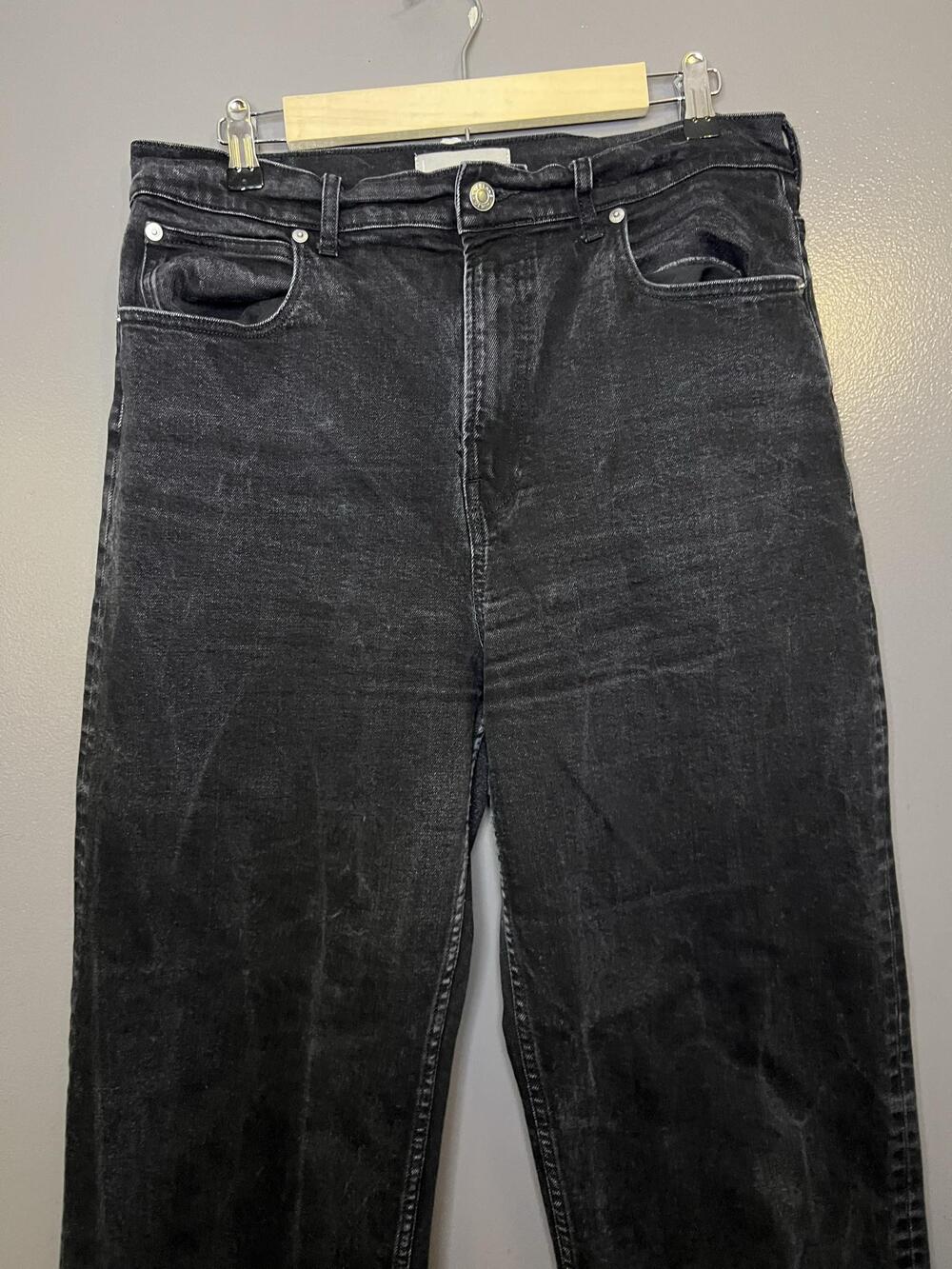 Everlane The Way High Jeans Womens 32 Long Charcoal Distressed Raw Hem Denim